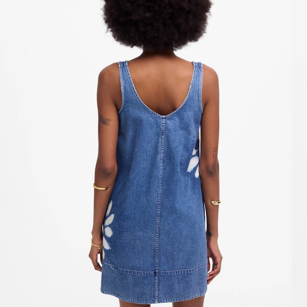 Madewell Shibori Denim Scoopneck Mini Dress EUC Large - Picture 4 of 16